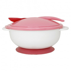 Тарілка на присосці з термоложкою та кришкою Mega Zayka MGZ-0101 (Pink) 250 мл Ворожба