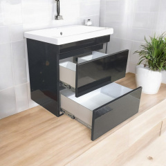 Пластикова тумба Атлант Ламі The MIX 3190 gloss ламінація з умивальником 70 см Гуляйполе
