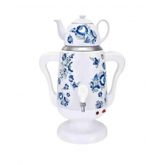 Електричний самовар з фарворовим заварним чайником RAF R-7118 на 3.5 л White Долина