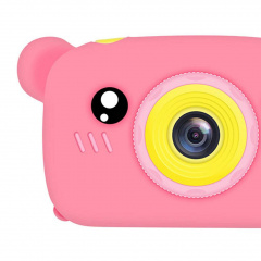 Дитячий цифровий фотоапарат Smart Kids KM-89 Ведмедик Teddy з іграми та рамками, Full HD, 12 МП Рожевий Киев