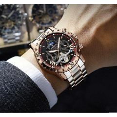 Годинник чоловічий механічний Poedagar Mechanical Золотий (2498351851) Киев