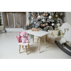 Столик дитячий прямокутний та стільчик No Brand Корона 46х60х45 см Біло-рожевий (2030752307) Нове