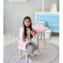 Стіл дитячий No Brand Хмара з нішою та стільцем Корона Біло-рожевий (2389164324) Днепрорудное