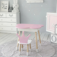 Стіл дитячий No Brand Хмара з нішою та стільцем Корона Біло-рожевий (2389164324) Днепрорудное