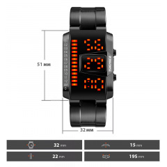 Годинник наручний Skmei 1179 Black 1179BK (17082-hbr) Лозовая