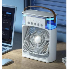 Настільний вентилятор No Brand з зволожувачем повітря Air Cooler Fan з USB та LED підсвічуванням 21x26x9 см Білий (2104618501) Енергодар