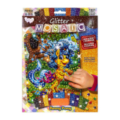 Креативна творчість "Glitter Mosaic Funny Pony" Danko Toys БМ-03-07 блискуча мозаїка Кушугум