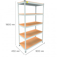 Металевий стелаж Emby Light Series 1800х900x450 мм 5 полиць ДСП до 100 кг Київ