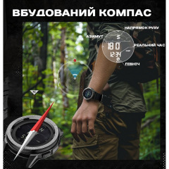Наручний годинник чоловічий з компасом North Edge Nexus Чорний (3222) Вараш