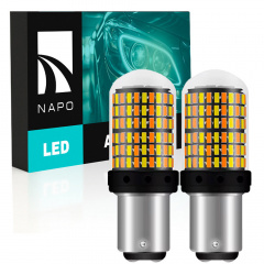 Комплект світлодіодних ламп Napo LED 1157-3014-144smd P21/5W 1157 BAU15S 2 шт Біло-бурштиновий (2519752478) Іршава