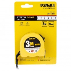 Рулетка Color 3м×16мм SIGMA (3811211) Вінниця