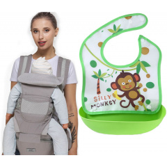 Хипсит эрго-рюкзак кенгуру переноска слюнявчик-трансформер Baby Carrier 20 кг 6 в 1 Серый (vol-9896) Лубны