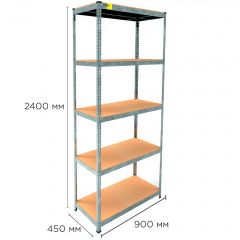 Металевий стелаж Emby Light Series 2400х900x450 мм 5 полиць ДСП до 100 кг Оцинкований Южноукраинск