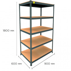 Металевий стелаж Emby Light Series 1800х900x600 мм 5 полиць ДСП до 100 кг Киев