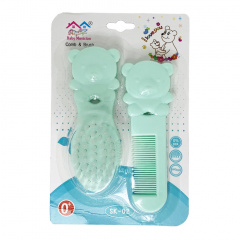 Набір дитячий гребінець і щітка "Ведмедик" Mega Zayka MGZ-0711(Turquoise) бірюзовий Пологи