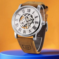 Годинник чоловічий механічний наручний Forsining Vintage Pro Сріблястий (2495007401) Петрове