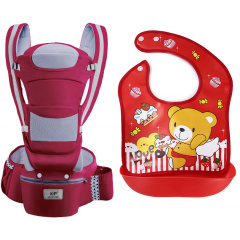 Хипсит эрго-рюкзак кенгуру переноска слюнявчик-трансформер Baby Carrier 20 кг 6 в 1 Бордовый (vol-9888) Братське