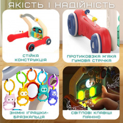 Дитячий Розвиваючий Килимок Ходунки 2в1 з Музикою + Знімне Піаніно для Самих Маленьких Huanger (729) Нежин