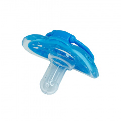 Дитяча силіконова пустушка Mega Zayka MGZ-0517(Blue) кругла Братське