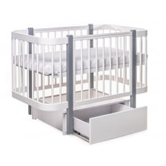 Ліжечко дерев'яне з ящиком Наталка Світанок 126,5 х 68 см White and Gray (149775) Ніжин