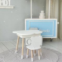 Столик дитячий No Brand Хмара з нішою та стільчиком Ведмедик Білий (2389388732) Дніпрорудне