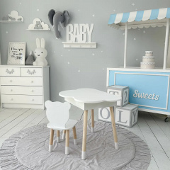 Столик дитячий No Brand Хмара з нішою та стільчиком Ведмедик Білий (2389388732) Дніпрорудне