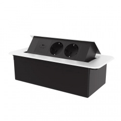 Розетка мебельная двойная с USB-С Livolo черный в белом (VL-SHS013-TC-UC45W-BP-W) Ивано-Франковск