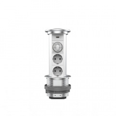 Выдвижной блок две розетки, USB, Bluetooth колонка Livolo серый (VL-SHS021-FCTC-FCF-S) Київ