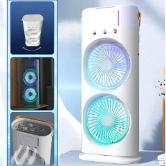 Вентилятор настільний OPT-TOP Double-ended Spray Fan подвійний з охолодженням LED підсвічування без пульта ДУ Білий (2104618552) Вышгород