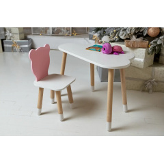 Столик дитячий та стільчик No Brand Хмара Ведмедик 46х70х40 см (2015349011) Новая Прага