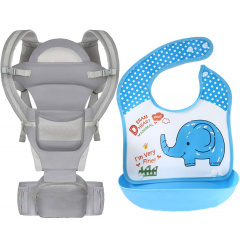 Хипсит эрго-рюкзак кенгуру переноска слюнявчик-трансформер Baby Carrier 20 кг 6 в 1 Серый (vol-9897) Ужгород