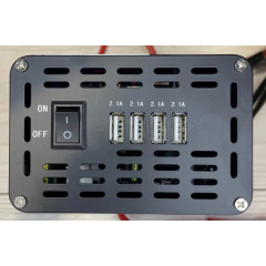 Інвертор перетворювач напруги з 12/24V в 220V 1600W з USB та дисплеєм OEM (INV1600) Орехов