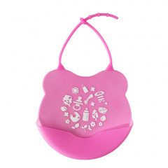 Дитячий слинявчик Міні Mega Zayka MGZ-0604(Pink) силіконовий Костопіль