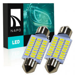 Комплект світлодіодних ламп Napo LED SJ-3014-24SMD 36mm C5W C10W 2 шт Білий (2529840578) Київ