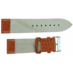 Кожаный ремешок для часов под крокодила Mykhail Ikhtyar ширина 24 мм Рыжий (S24-418S orange) Ворожба