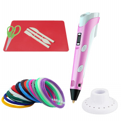 3D ручка c LCD дисплеем 3DPen Hot Draw 3 Pink+Досточка+Ножницы+Комплект эко пластика для рисования 249 метров Львів