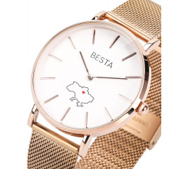 Наручний годинник жіночий BESTA Love UA Rosegold Золотий (3143) Петрове