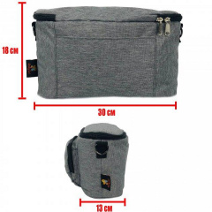 Сумка на коляску Adamex 18*30*13 см серая Ладан
