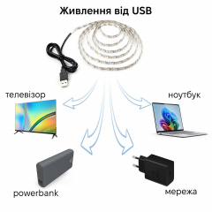 Світлодіодна LED стрічка Inspire 120 діодів USB 4000K 1 м (J1M120-N) Оріхів