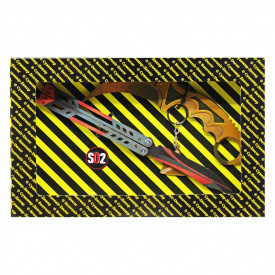 Сувенірні ножі дерев'яні набір So-2 Метелик Black Widow And Керамбіт Gold Сувенір-Декор So2-12-B