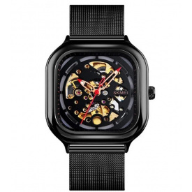 Чоловічий механічний годинник Skmei 9184 скелетон Чорний