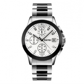 Годинник чоловічий Skmei 9126 з хронографом Сріблястий