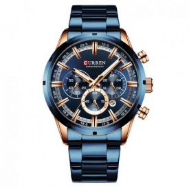 Чоловічий наручний годинник Curren Wild Синьо-золотистий (1312907284)
