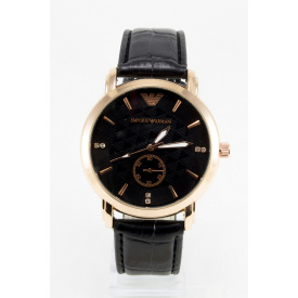 Годинник чоловічий наручний Giorgio Armani Золотистий з чорним ремінцем Репліка (IBW080YB)