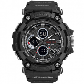 Часы наручные мужские Smael 1802 Black (15173-hbr)