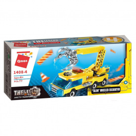 Детский конструктор Qman 1408 транспорт Wheeled Excavator