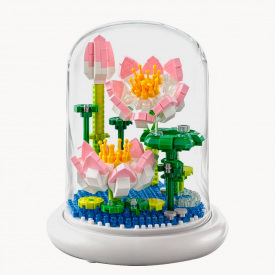 Конструктор ЗД SBTR Ніжний лотос 500 деталей у колбі з підсвічуванням 13.5х11.7 см Різнокольоровий (Lotos)