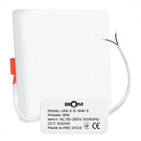 Светильник светодиодный Biom UNI-2-S18W-5 18Вт квадратный 5000К (00-00022819)
