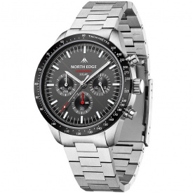 Наручний годинник чоловічий із сонячною батареєю North Edge Long Wings Сріблястий (3398)
