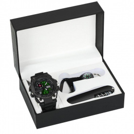 Годинник чоловічий водостійкий наручний з компасом BESTA Box Tattoo ЗСУ Set Чорний (2446121996)